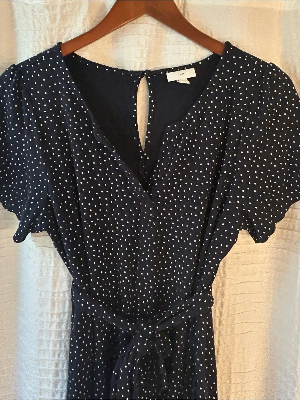 J. Jill Jumpsuit Navy White Polka Dot Short Sleeve